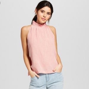 Coral Striped High Neck Tank